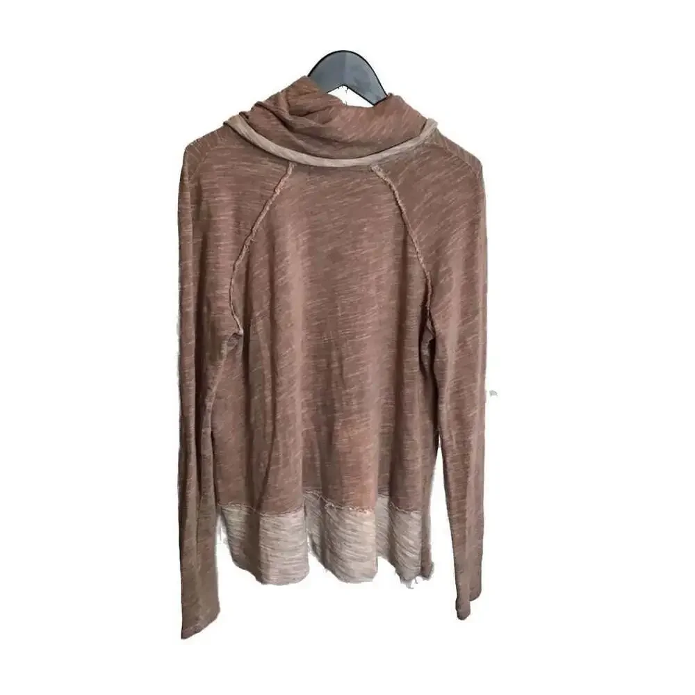 Free People Beach Marl Pullover Top Medium Large boho Dusty Pink Shirt